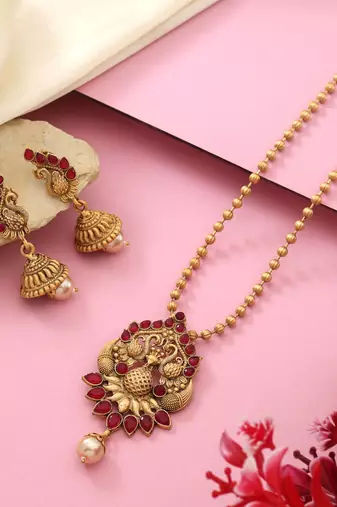 Rani color matte gold necklace set