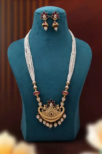 Rani color matte gold necklace set