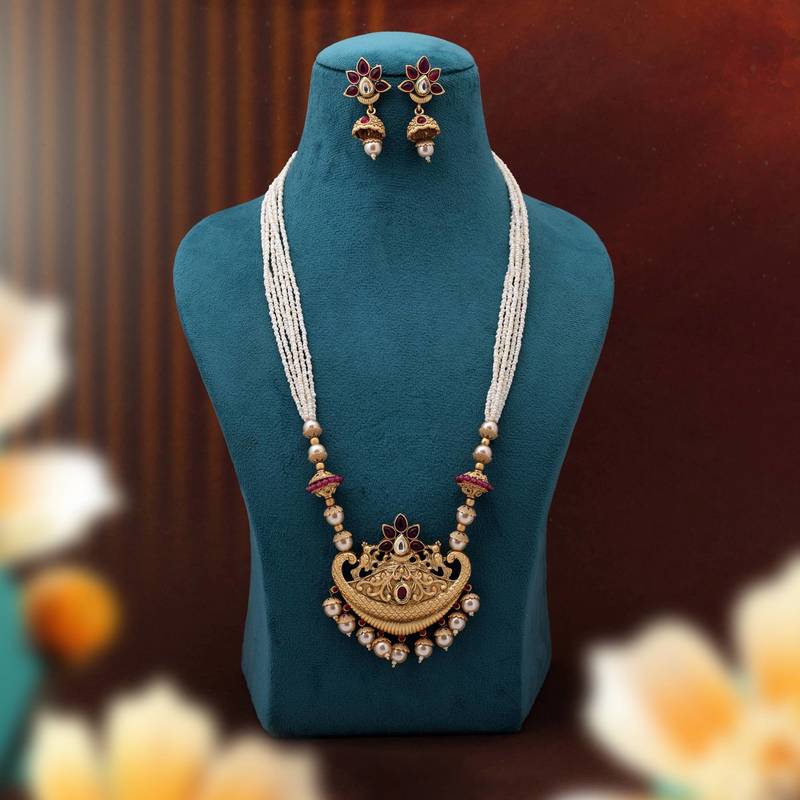 Rani color matte gold necklace set
