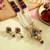 Multi color peacock feather matte gold necklace set