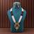 Multi color peacock feather matte gold necklace set