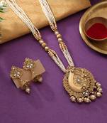 Gold color matte gold necklace set