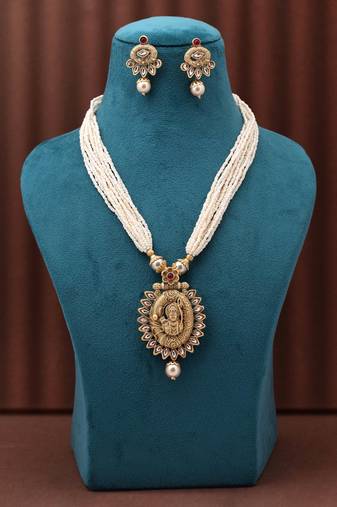 Rani color matte gold necklace set