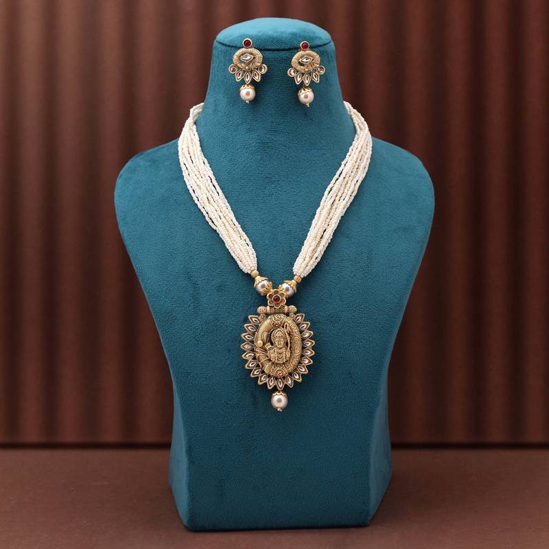 Rani color matte gold necklace set