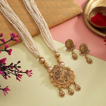 Gold color matte gold necklace set 1