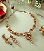 Rani & green color matte gold necklace set