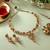 Rani & green color matte gold necklace set