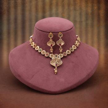 Rani & green color matte gold necklace set 2