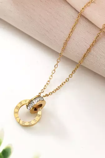 Gold color stainless steel 18k gold plated anti tarnish necklace