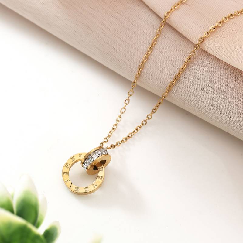 Gold color stainless steel 18k gold plated anti tarnish necklace