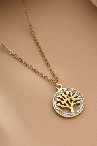 Gold color stainless steel 18k gold plated anti tarnish necklace