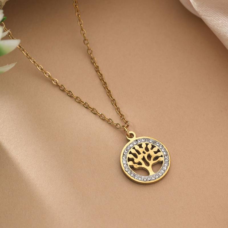 Gold color stainless steel 18k gold plated anti tarnish necklace