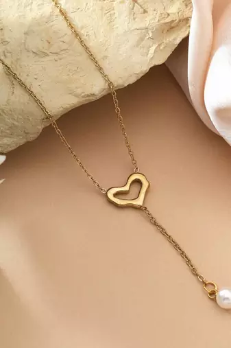 Gold color stainless steel 18k gold plated anti tarnish necklace