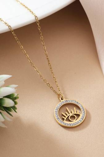 Gold color stainless steel 18k gold plated anti tarnish necklace