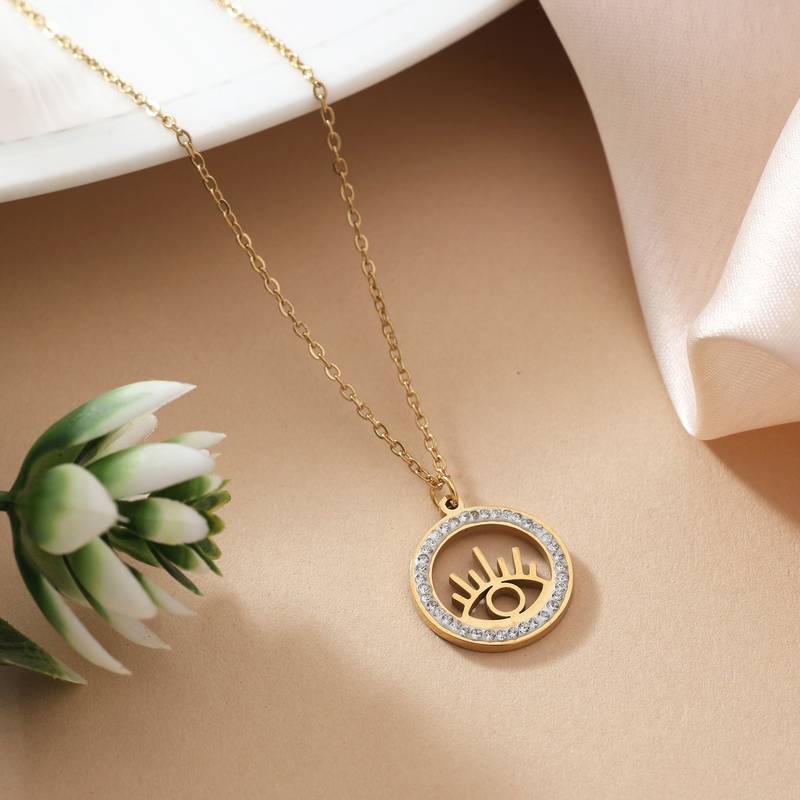 Gold color stainless steel 18k gold plated anti tarnish necklace