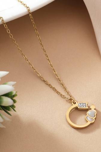 Gold color stainless steel 18k gold plated anti tarnish necklace