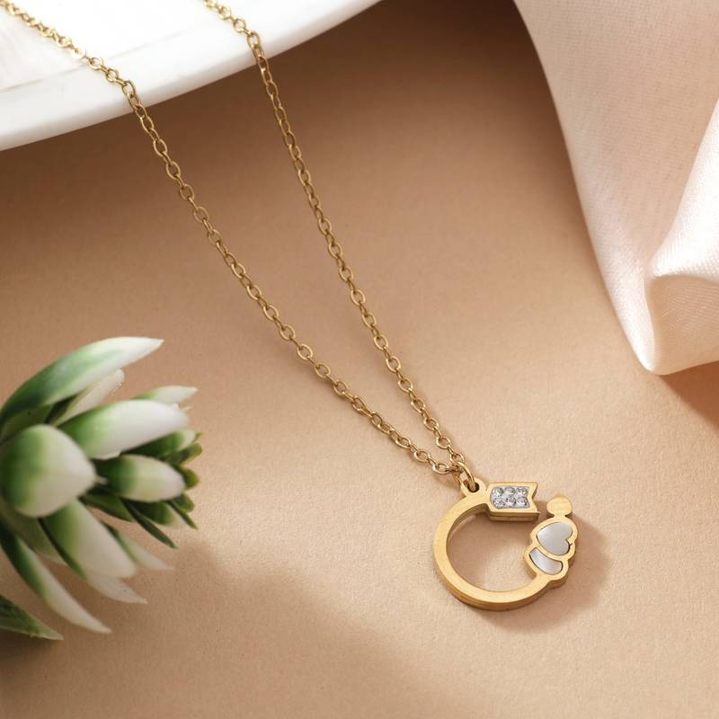 Gold color stainless steel 18k gold plated anti tarnish necklace