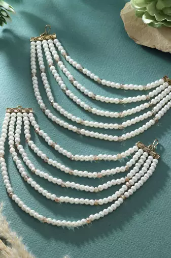 White color earrings chain