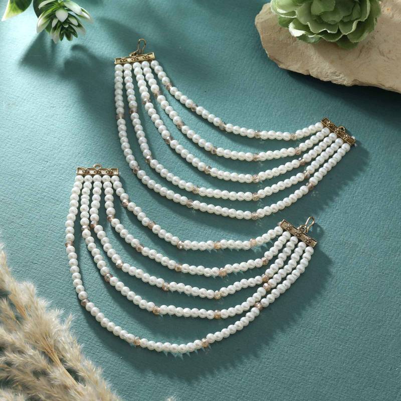 White color earrings chain