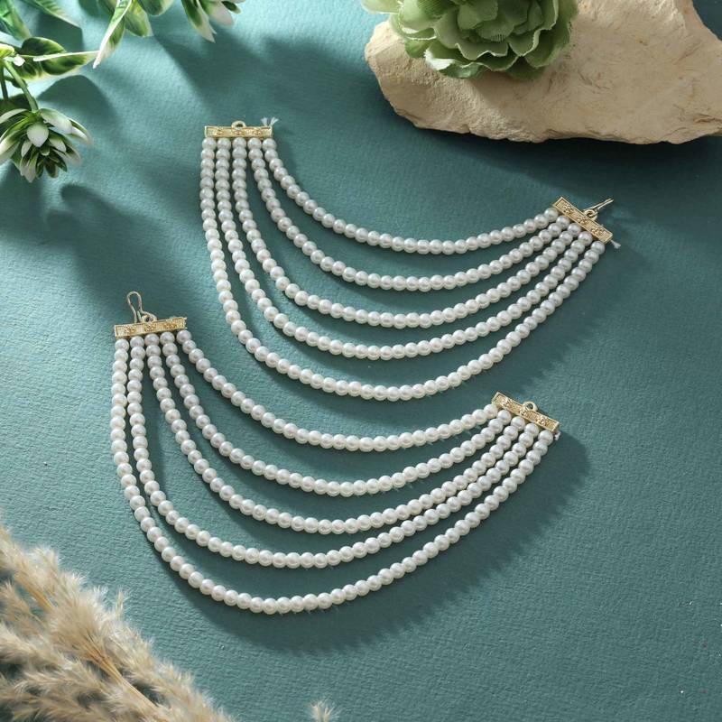 White color earrings chain