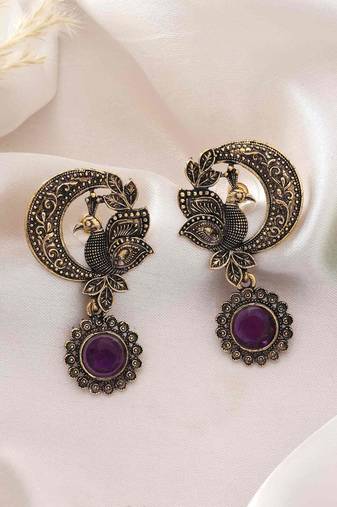 Purple color oxidised earrings
