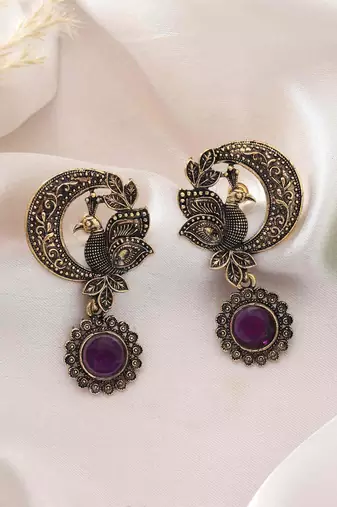 Purple color oxidised earrings