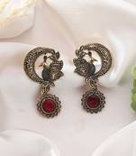 Red color oxidised earrings
