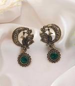 Green color oxidised earrings