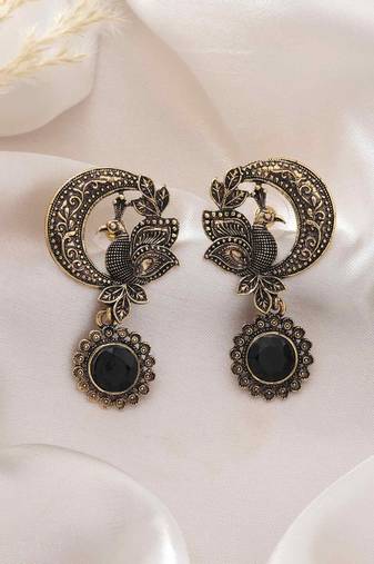 Black color oxidised earrings