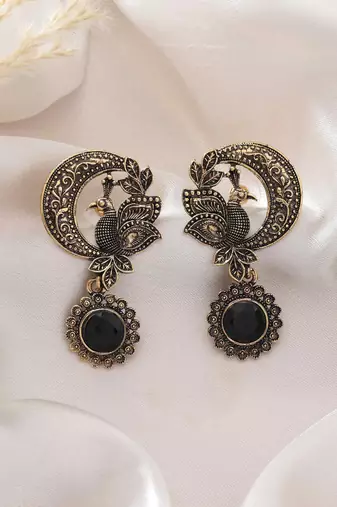 Black color oxidised earrings