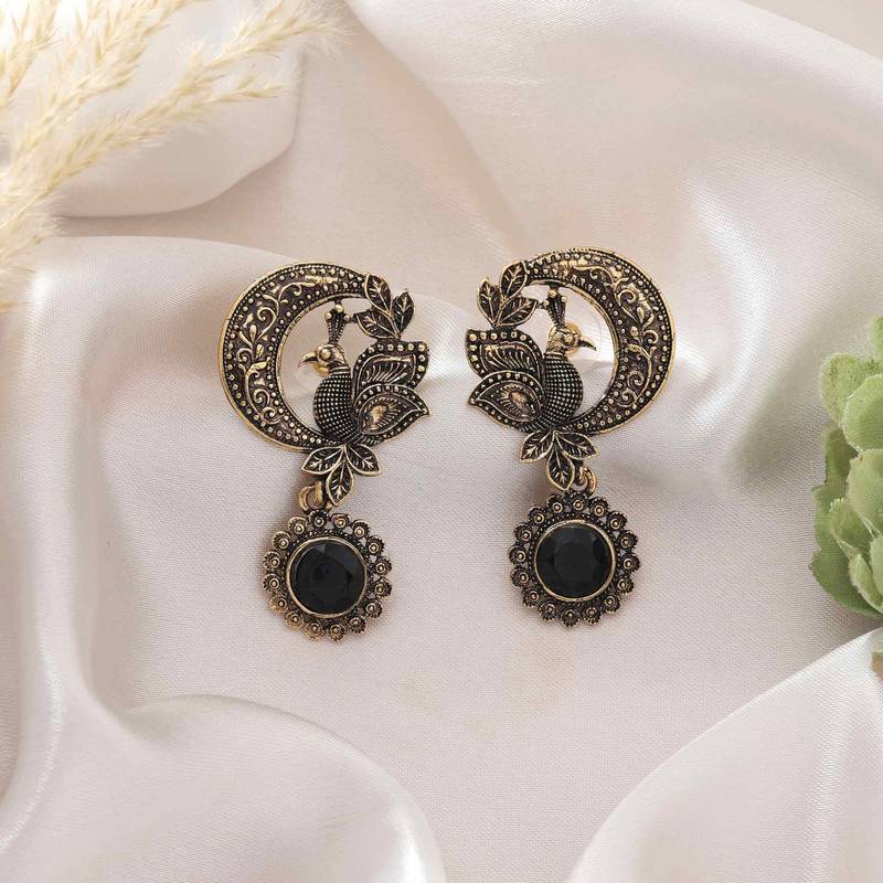 Black color oxidised earrings