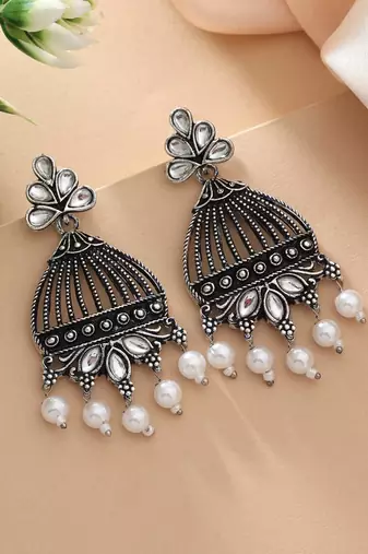 Silver color oxidised earrings