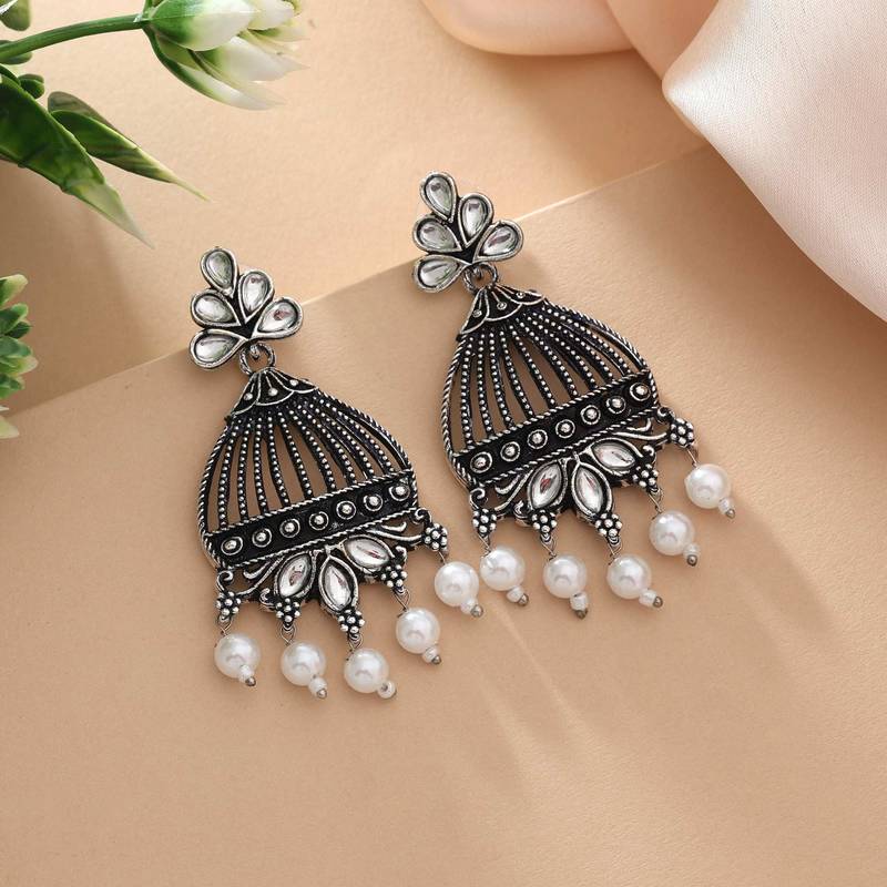 Silver color oxidised earrings