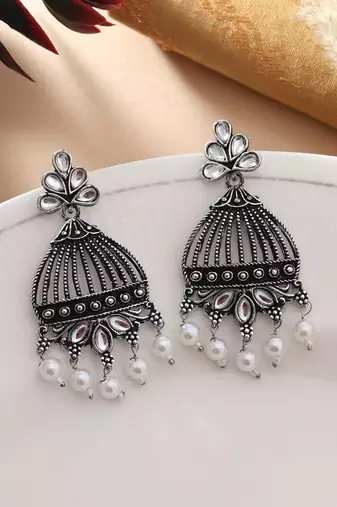 Silver color oxidised earrings
