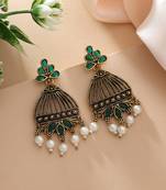 Green color oxidised earrings