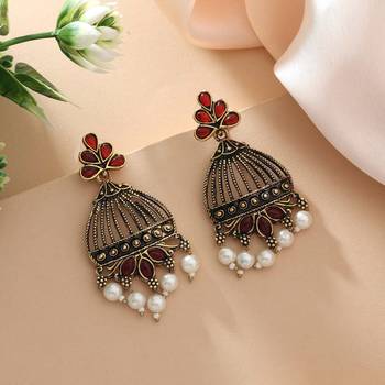 Maroon color oxidised earrings 1
