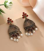Maroon color oxidised earrings