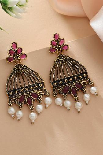 Purple color oxidised earrings