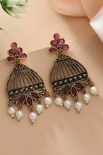 Purple color oxidised earrings