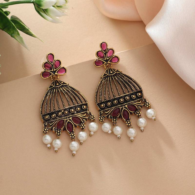 Purple color oxidised earrings