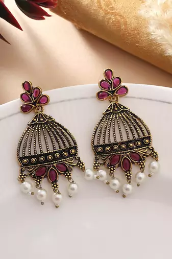 Purple color oxidised earrings