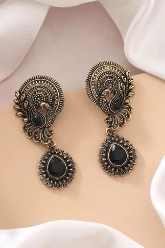 Black color oxidised earrings