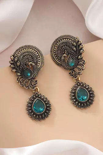 Rama green color oxidised earrings