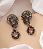 Pink color oxidised earrings