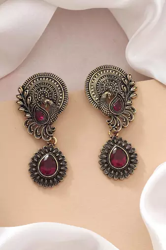 Purple color oxidised earrings