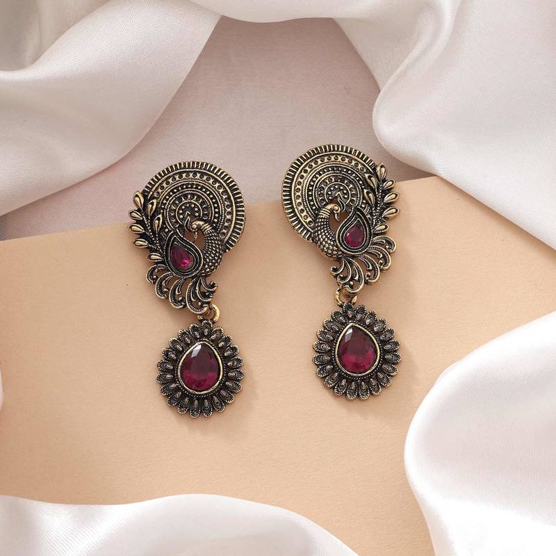 Purple color oxidised earrings