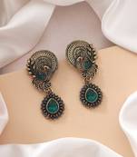 Green color oxidised earrings