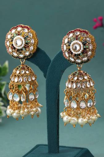 Multi color kundan earrings
