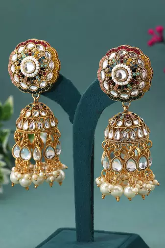 Multi color kundan earrings