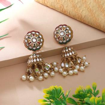 Multi color kundan earrings 2